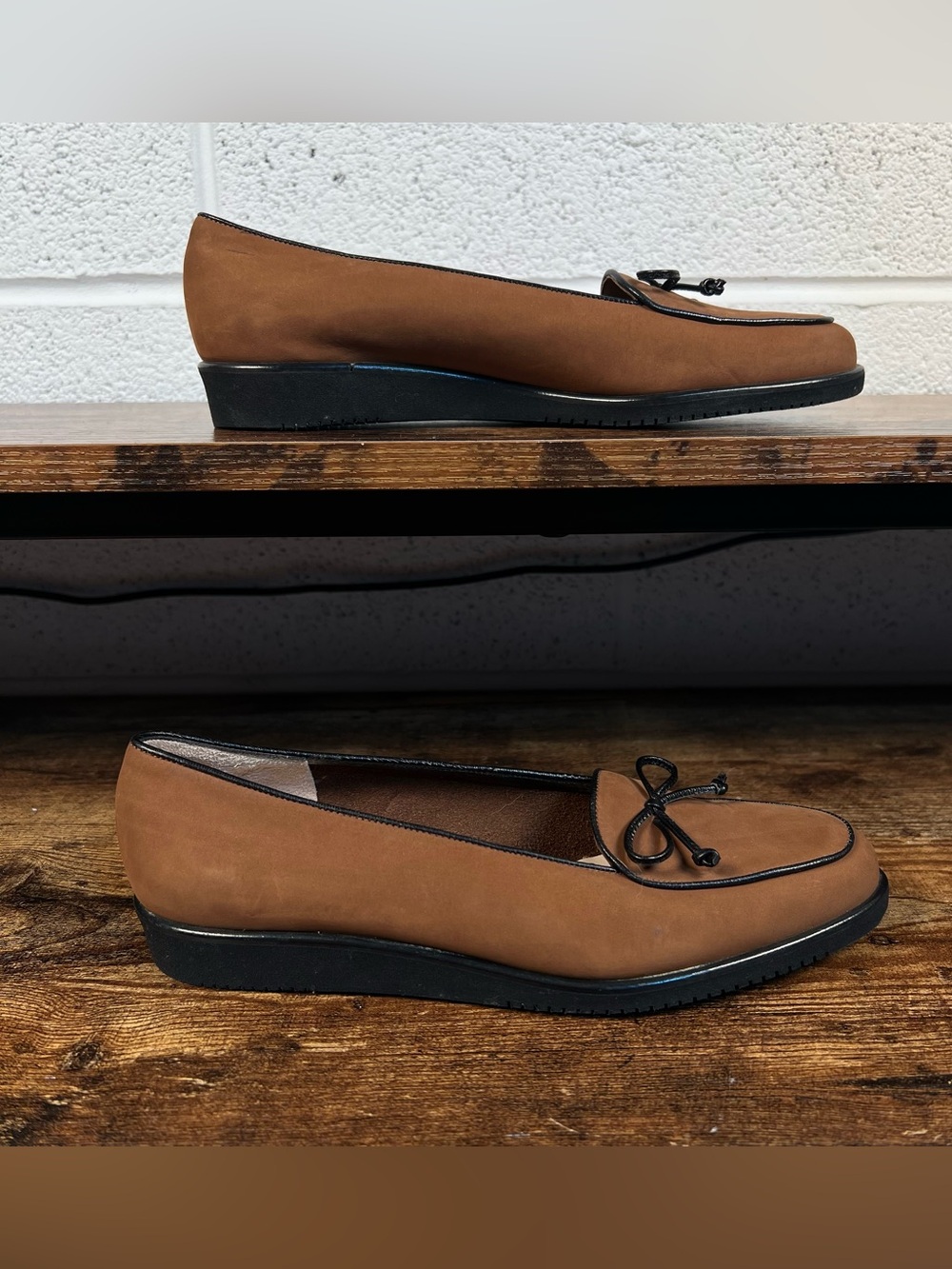 Salvatore Ferragamo Loafers Brown Black Trim Big Girl Kids 4.5